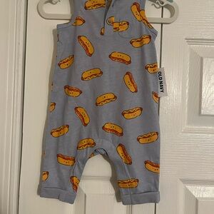 Old Navy Blue Romper with Hot Dog Print